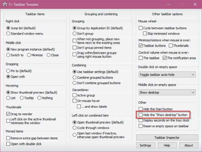 آموزش حذف دکمه Show Desktop در ویندوز 10