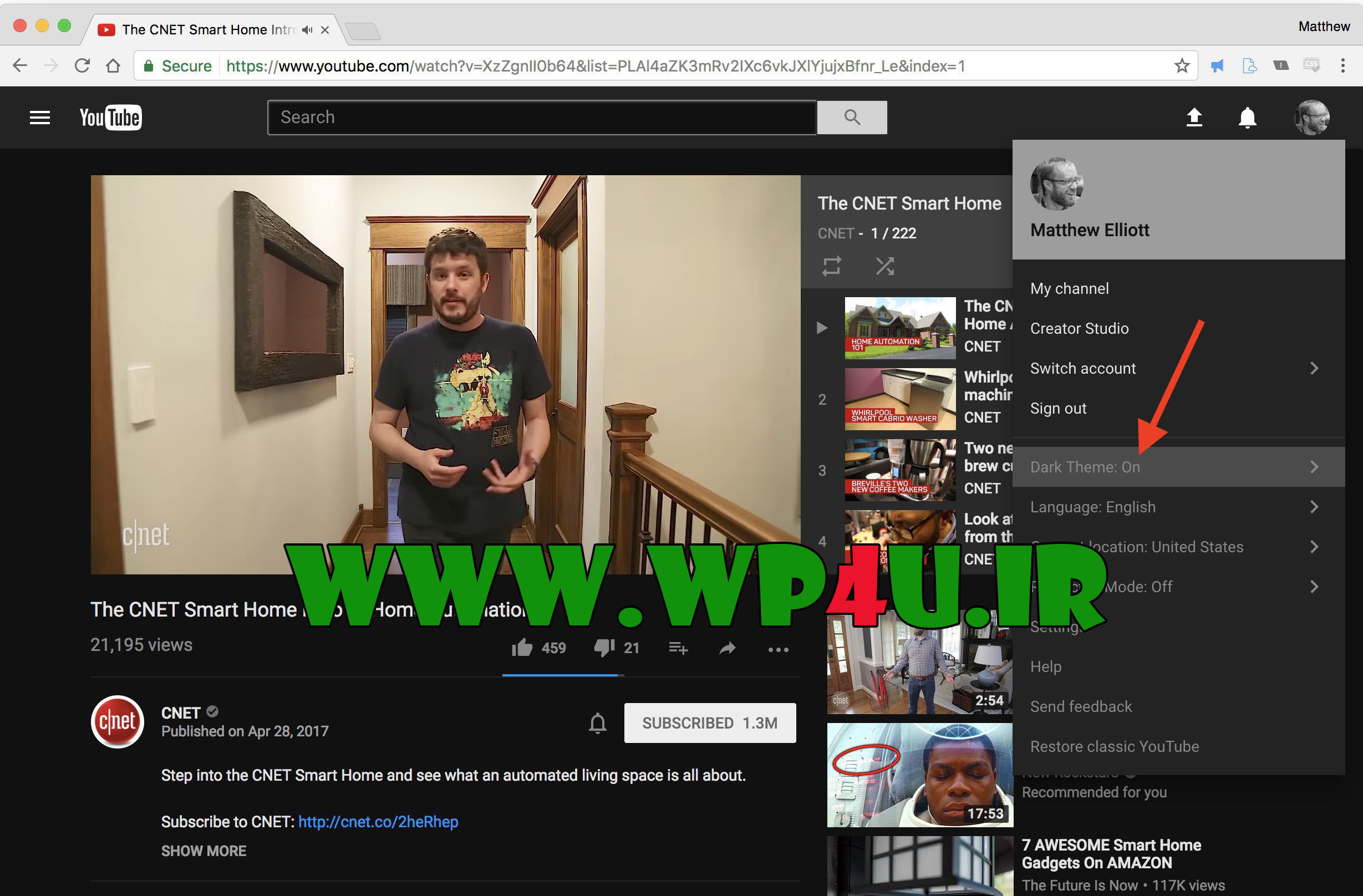 آموزش فعال کردن dark mode یوتیوب